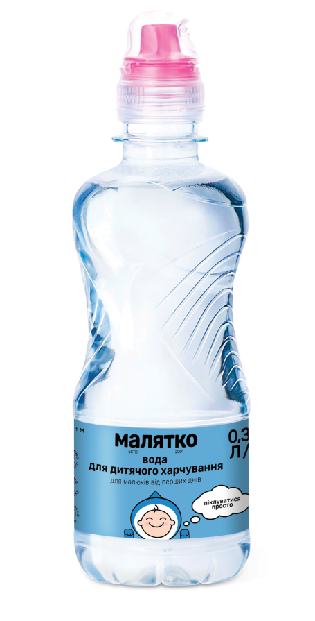 Вода детская негазированная, 0,33л (спорт), ТМ Малятко, Украина