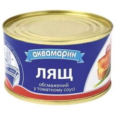 Лещ обжаренный в томатном соусе, 230г, ТМ Аквамарин, Украина