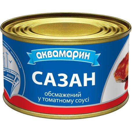 Сазан обсмажений у томатному соусі, 230г, ТМ Аквамарин, Україна