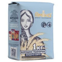 Борошно в/г пшеничне,  1кг, ТМ Аміна, Україна