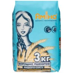 Борошно в/г пшеничне,  3кг, ТМ Аміна, Україна