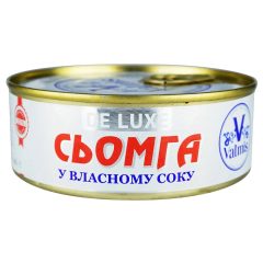 Сьомга у власному соку, 240г, ТМ Valmis DE LUXE, Латвія