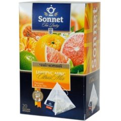 Чай пірамідки чорний «Цитрус мікс» (20шт), 40г, ТМ Sonnet, Україна