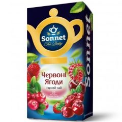 Чай пакетики чорний «Червоні ягоди» (20шт), 30г, ТМ Sonnet, Україна