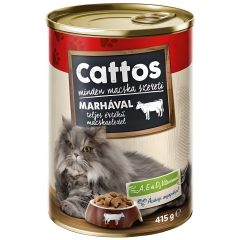 Корм для кошек влажный с говядиной, 415г (ж/б), ТМ Cattos, Венгрия.