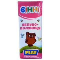 Сок «Винни» яблочно-клубничный с мякотью, 200мл, ТМ Винни, Украина