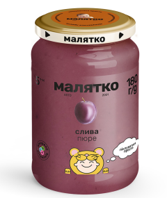 Пюре слива (стекло), 180г, ТМ Малышка, Украина
