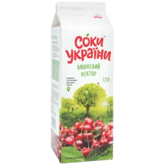 Сок вишневый (нектар), 1,9л, ТМ Соки Укураины, Украина