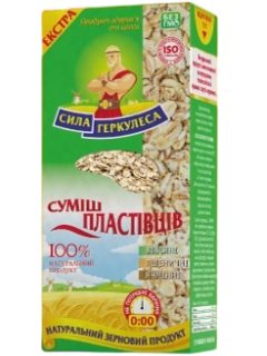 Хлопья смесь: овсянные, пшеничные, ячменные, 500г, ТМ Сила Геркулеса, Украина