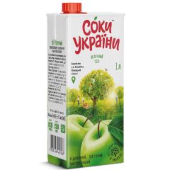 Сок яблочный осветленный, 1л, ТМ Соки Украины, Украина