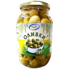 Оливки зеленые без косточки, 1кг (стекло), ТМ MIRASA, Украина (6шт*уп)