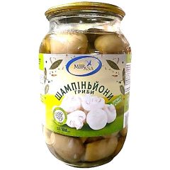 Шампіньони гриби консервовані, 1кг (скло), ТМ MIRASA, Україна (6шт*уп)