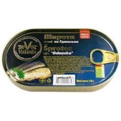Шпроти по-Гданськи в олії, 170г (овал), ТМ Valmis, Латвія