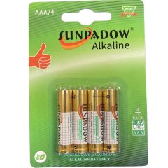 Батарейки щелочные LR 3/AAA минипальчиковые, 4шт, ТМ Sunpadow, Китай