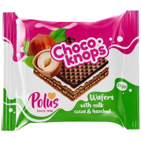 Вафли CRISPY-KNOPS молоко-пралине-фундук, 25г, ТМ Polus, Украина