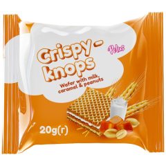 Вафли CRISPY-KNOPS молоко-карамель-арахис, 20г, ТМ Polus, Украина