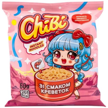 Вермишель быстрого приготовления со вкусом креветки, 60г, ТМ ChiBi,Украина