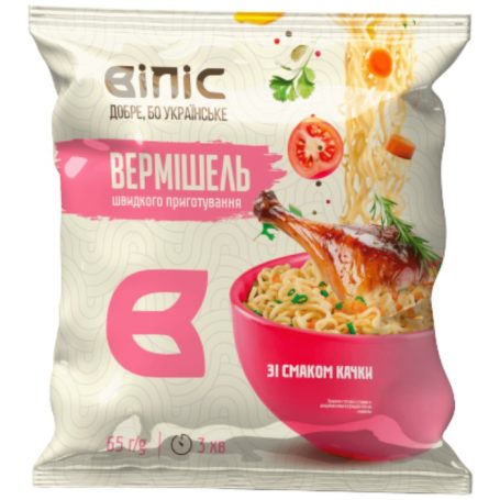 Вермишель быстрого приготовления со вкусом утки, 65г, ТМ Вилис, Украина