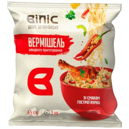 Вермишель быстрого приготовления со вкусом курицы острой, 65г, ТМ Вилис, Украина
