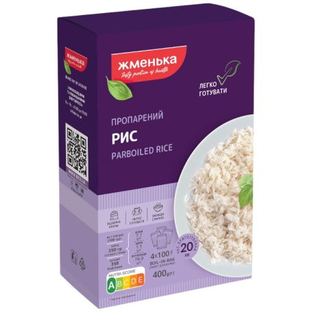 Рис пропаренный (в пакетиках для варки), 400г (4*100г), ТМ Жменька, Украина