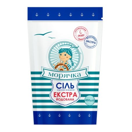 Сіль морська йодована екстра,  450г, ТМ Морячка, Україна