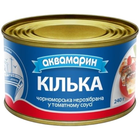 Кілька в томатному соусі, 230г, ТМ Аквамарин, Україна