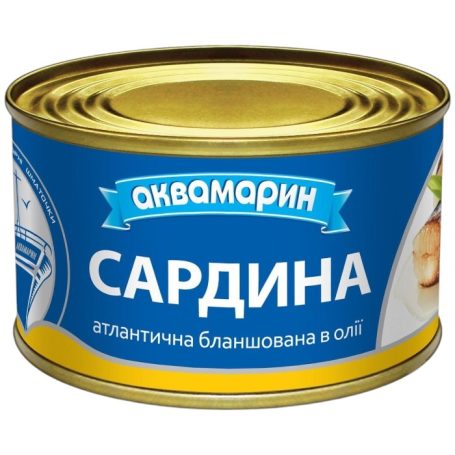 Сардина бланшована в олії, 230г, ТМ Аквамарин, Україна