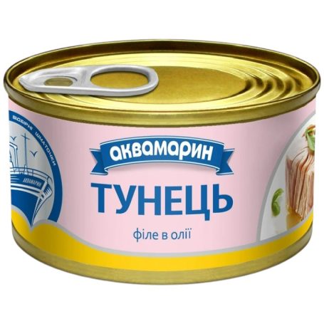 Тунець філе в олії, 185г, ТМ Аквамарин, Україна