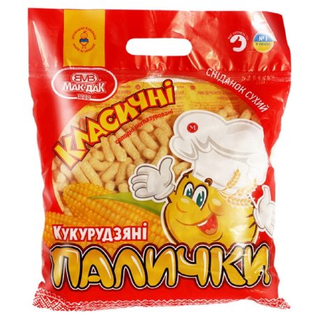 Кукурудзяні палички класичні, 175г, ТМ Мак-Дак, Україна