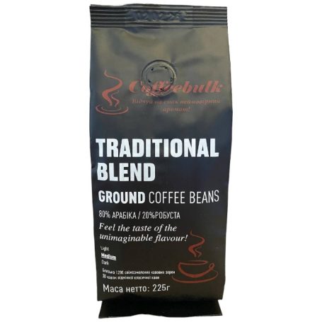 Кава зернова мелена Traditional blend, 225г, ТМ Coffeebulk, Україна