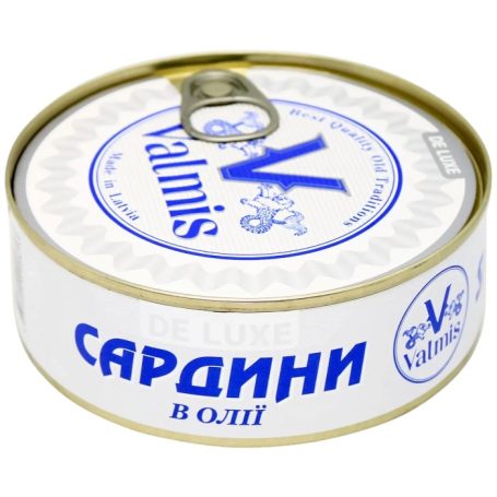 Сардина в масле, 240г, ТМ Valmis DE LUXE, Латвия