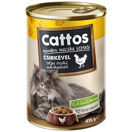 Корм для котів вологий з куркою, 415г (ж/б),ТМ Cattos, Угорщина