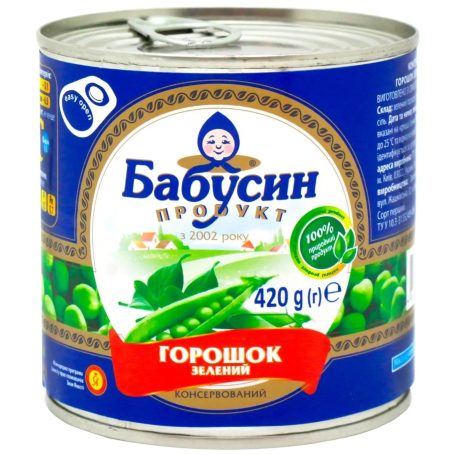 Горошек консервированный, 420г (ж/б),ТМ Бабушкин продукт, Украина
