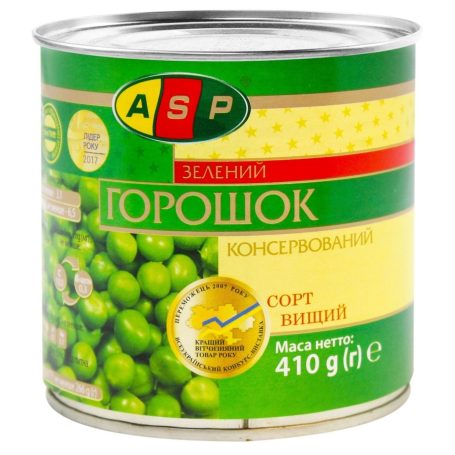 Горошок консервований, 410г (ж/б), ТМ ASP, Україна
