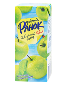 Сік яблучний (нектар), 0,2л, ТМ Добрий ранок, Україна