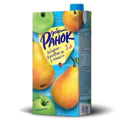 Сік яблучно-грушевий з м&apos;якоттю, 1л, ТМ Добрий ранок, Україна