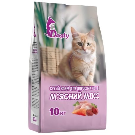 Корм для котів сухий «М&apos;ясне асорті», 10кг, ТМ Dasty, Україна