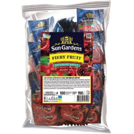 Чай пакетированный черный Огненный фрукт, 100шт, ТМ Sun Gardens, Украина
