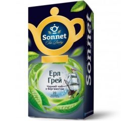Чай пакетированный черный Ерл Грей, 20шт, ТМ Sonnet, Украина