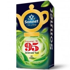 Чай пакетированный зеленый Стандарт без добавок, 20шт, ТМ Sonnet, Украина