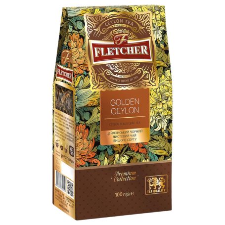 Чай листовий чорний GOLDEN CEYLON, 100г, ТМ Fletcher, Україна (50шт*уп)