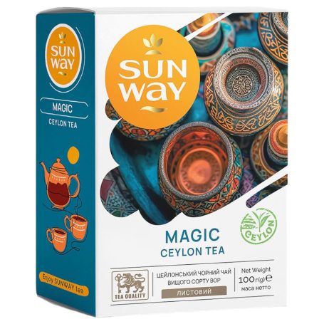 Чай листовой черный МАГИЧЕСКИЙ ЦЕЙЛОН, 100г, ТМ Sun Way, Украина (48шт*уп)