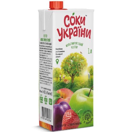 Сок мультифруктовий нектар, 1л, ТМ Соки Украіни, Україна