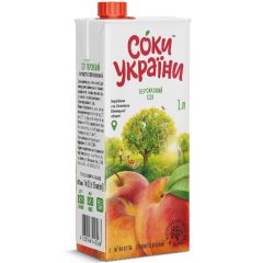 Сік персико-вополуничний з м*якоттю,1л, ТМ Соки України, Україна
