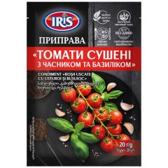 Приправа Томати сушені з часником та базиліком, 20г, ТМ Iris, Україна