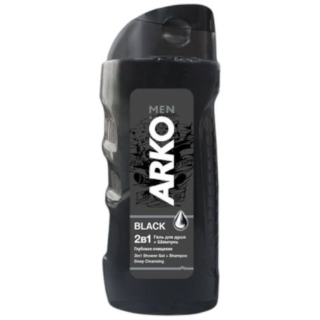 Гель для душу+шампунь 2в1 Black, 260мл, ТМ Arko men, Туреччина