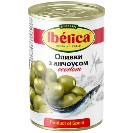 Оливки з анчоусом економ, 280г, ТМ Iberica. Україна