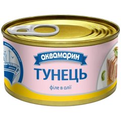 Тунець філе в олії, 185г, ТМ Аквамарин, Україна