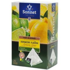 Чай пирамидки зеленый «Лимон и лайм» (20шт), 40г, ТМ Sonnet, Украина