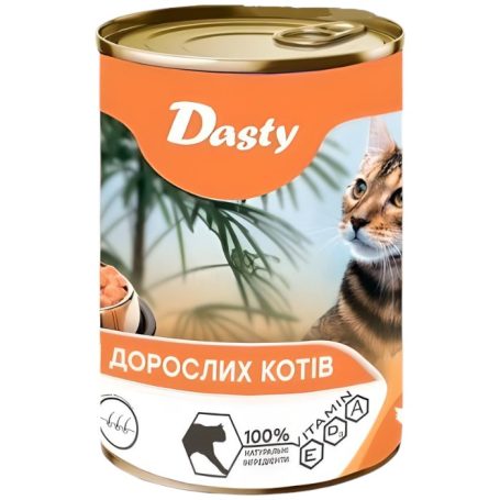 Корм для котів вологий «Курка», 415г (ж/б), ТМ Dasty, Угорщина